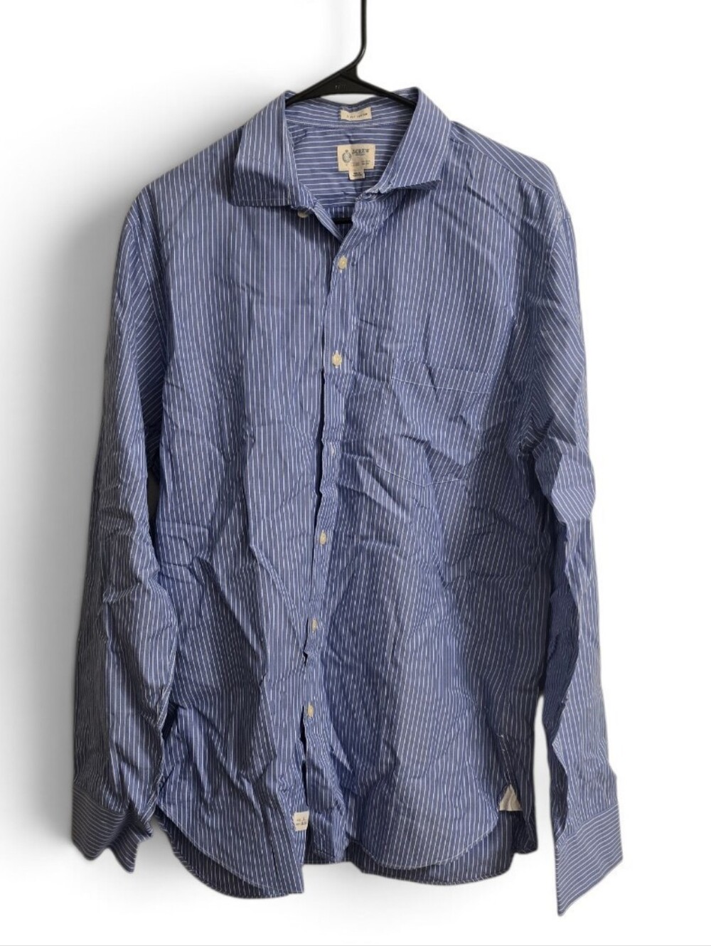 J.Crew Mens Blue White Striped 100% Cotton Longsleeve Button Down Shirt L